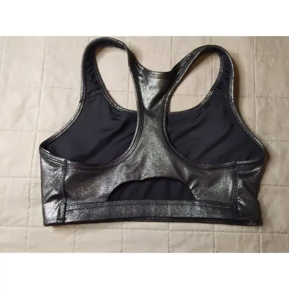 Nike Women's Small 3pc Bundle Sports Bras Star Print Top Black Silver Set - Picture 3 of 14